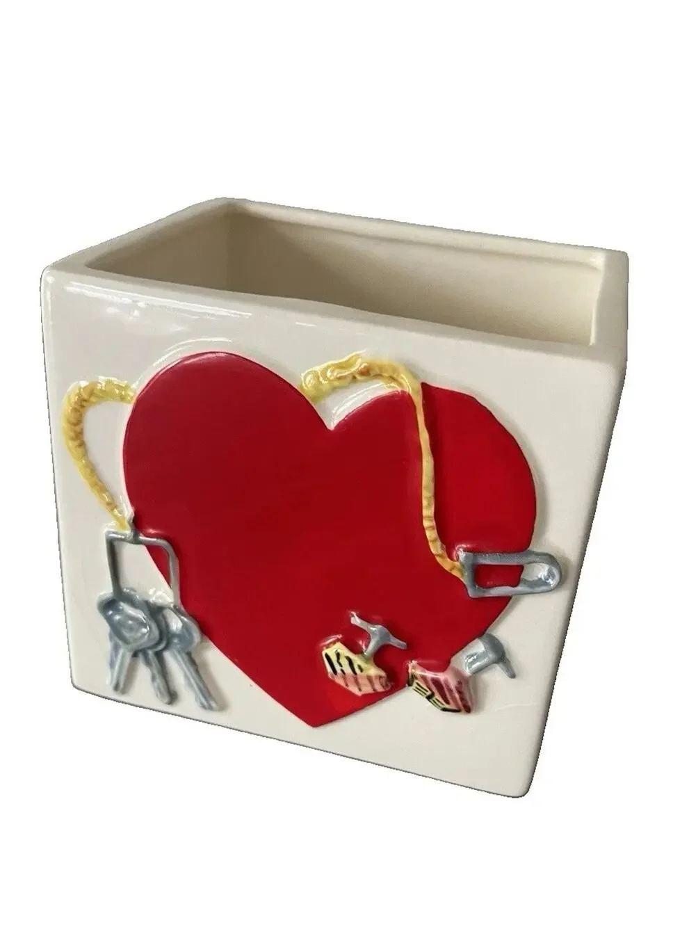Napco K1906 Vintage “Keys to Heart” Planter Made in Japan MCM Vase 1956